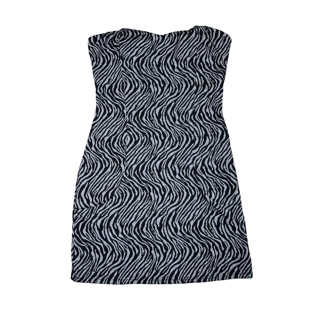 Poetry Body Central Womens Zebra Print Strapless Bodycon Mini Dress Grey Black S - Picture 5 of 8